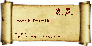 Mrázik Patrik névjegykártya